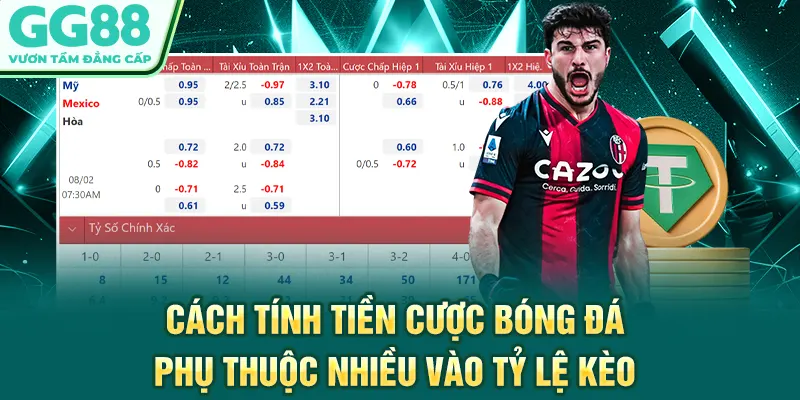 Cách tính tiền cược bóng đá phụ thuộc nhiều vào tỷ lệ kèo